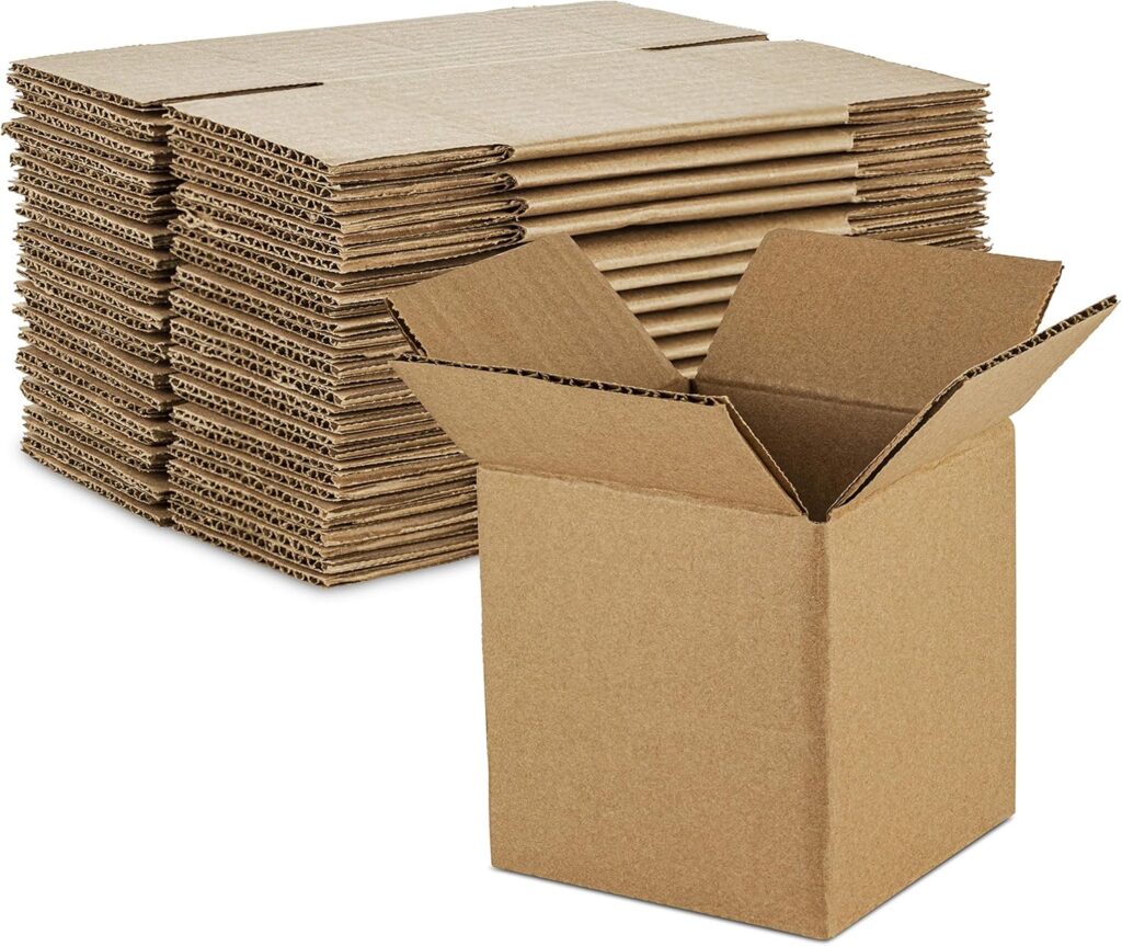 Stack of brown moving boxes